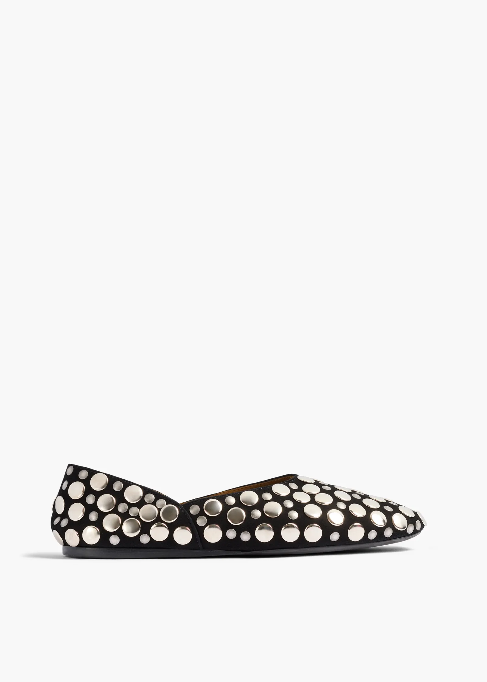Khaite Flats-Jane Flat in Black Suede with Silver Studs