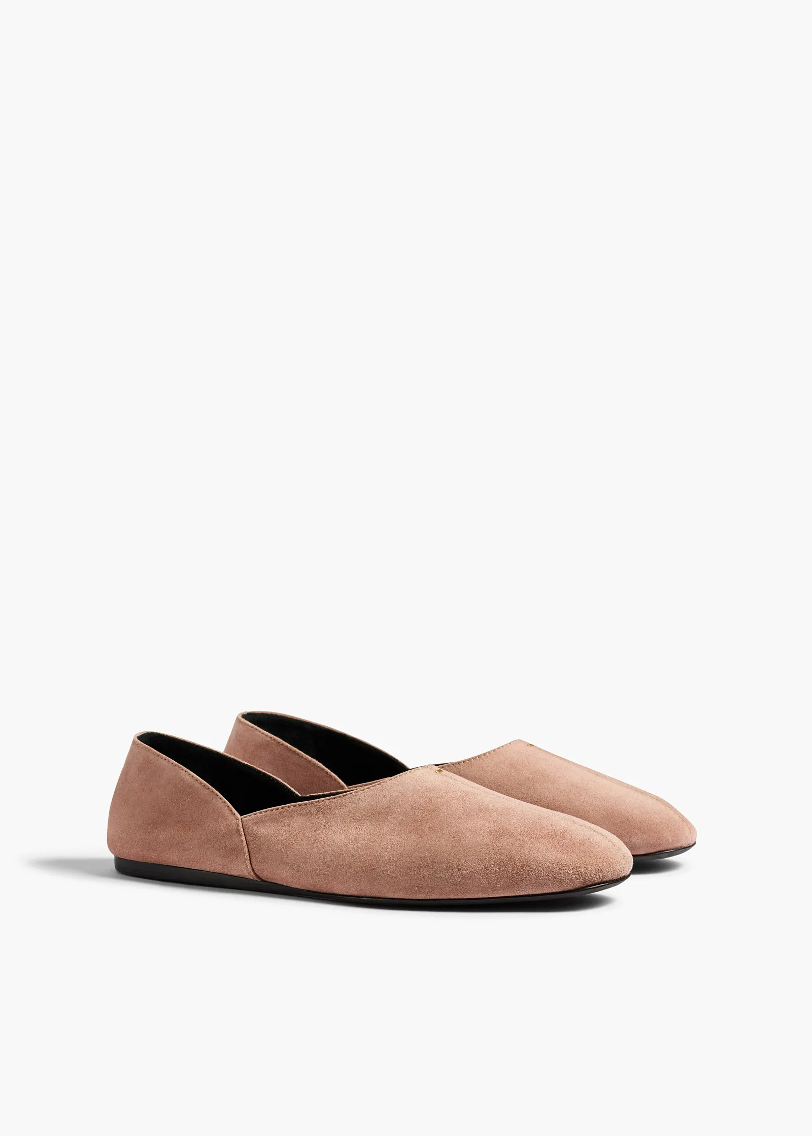 Khaite Flats-Jane Flat in Dusty Pink Suede
