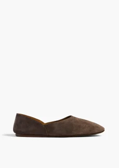 Khaite Flats-Jane Flat in Sable Suede
