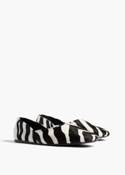 Khaite Flats-Jane Flat in Zebra Print Haircalf