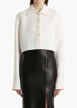 Khaite Shirts & Tops-Jasen Top in Cream Linen