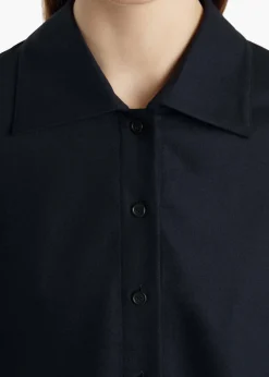 Khaite Shirts & Tops-Jasen Top in Dark Navy Wool Cashmere