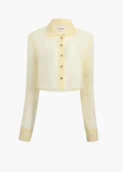 Khaite Shirts & Tops-Jasen Top in Pale Yellow Organza
