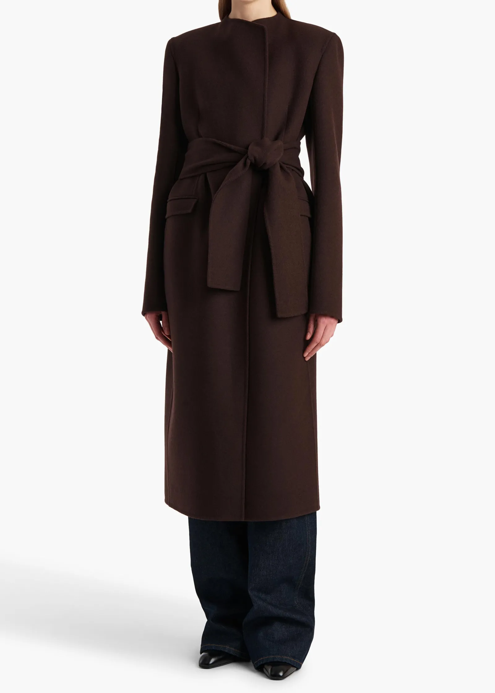 Khaite Outerwear & Coats-Jelson Coat in Dark Brown
