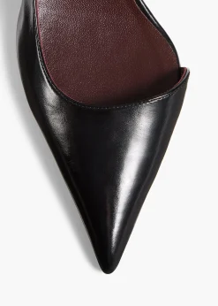 Khaite Pumps-Jett D'Orsay Low Pump in Black Glazed Leather