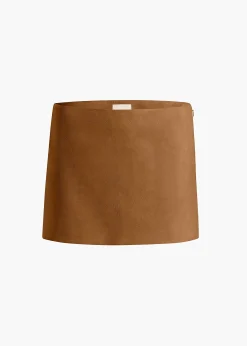 Khaite Leather|Skirts & Shorts-Jett Skirt in Toffee Suede