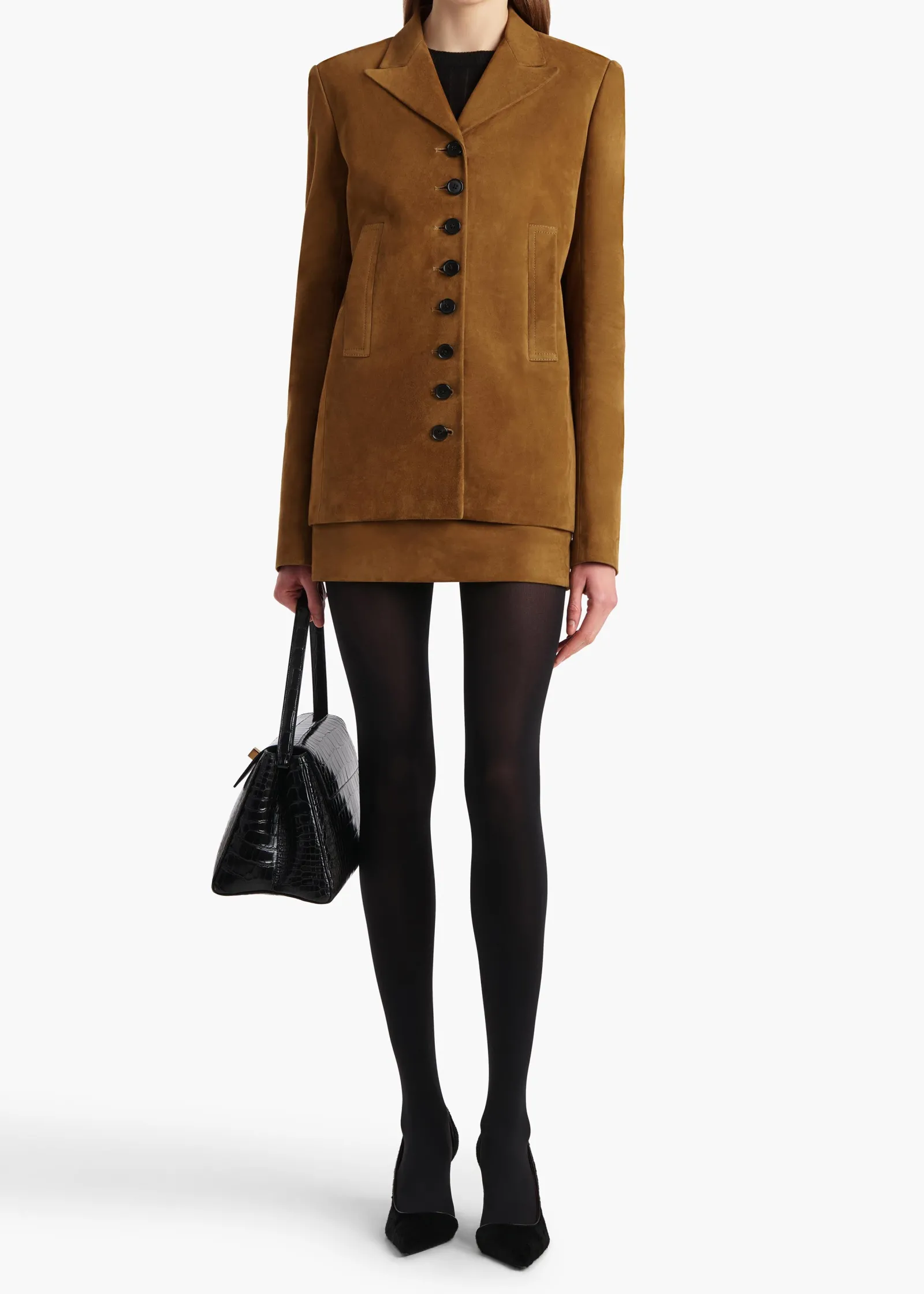 Khaite Leather|Skirts & Shorts-Jett Skirt in Toffee Suede