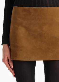 Khaite Leather|Skirts & Shorts-Jett Skirt in Toffee Suede