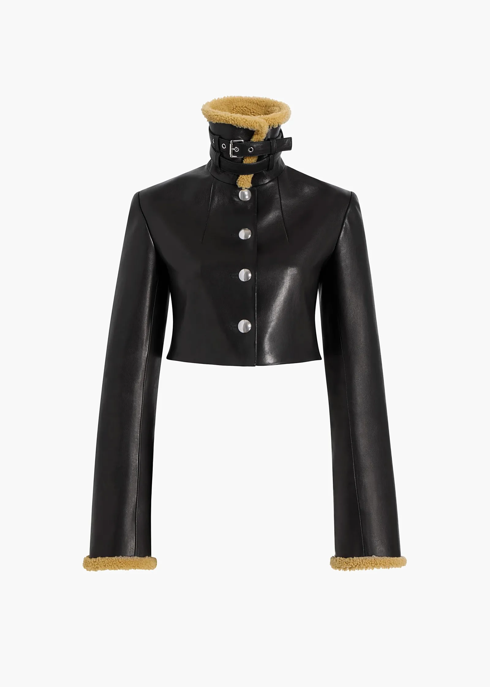 Khaite Leather|Jackets-Jodie Jacket in Black Leather with Shearling