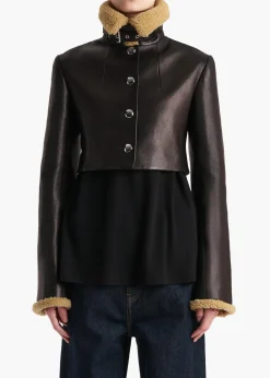 Khaite Leather|Jackets-Jodie Jacket in Black Leather with Shearling