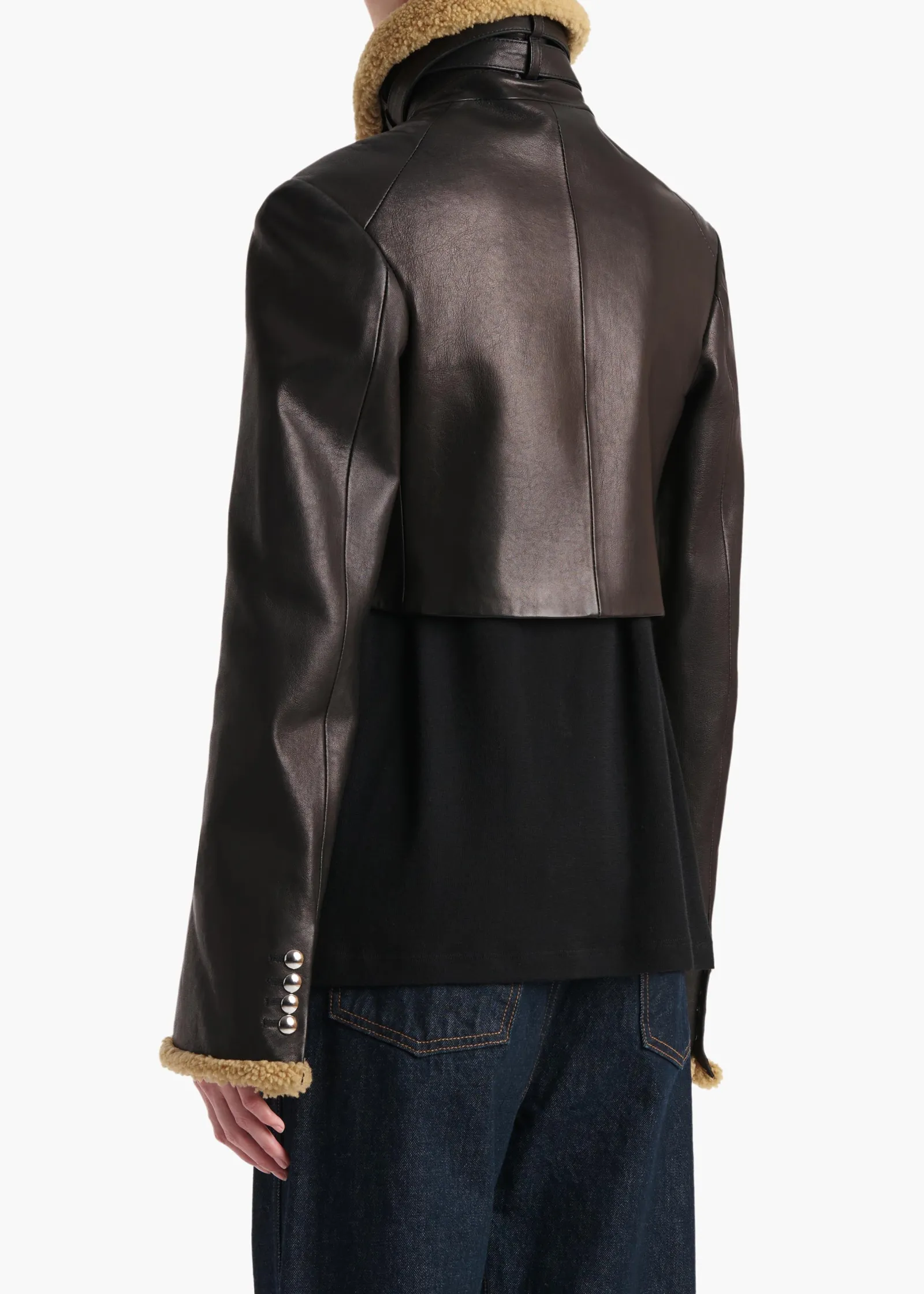 Khaite Leather|Jackets-Jodie Jacket in Black Leather with Shearling