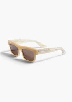 Khaite Eyewear-x Oliver Peoples 1985C in Beige Silk and Brown