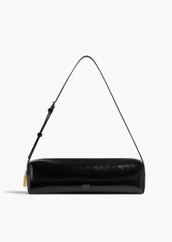 Khaite Shoulder Bags-Kye Shoulder Bag in Black Crackle Patent Leather