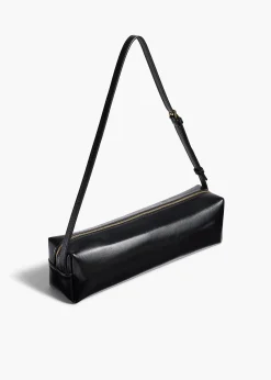 Khaite Shoulder Bags-Kye Shoulder Bag in Black Crackle Patent Leather