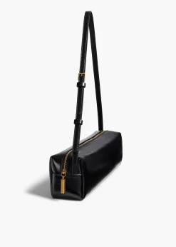 Khaite Shoulder Bags-Kye Shoulder Bag in Black Crackle Patent Leather