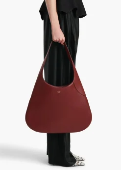 Khaite Shoulder Bags-Large Joan Hobo in Oxblood Leather
