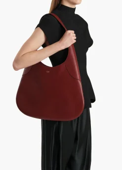 Khaite Shoulder Bags-Large Joan Hobo in Oxblood Leather