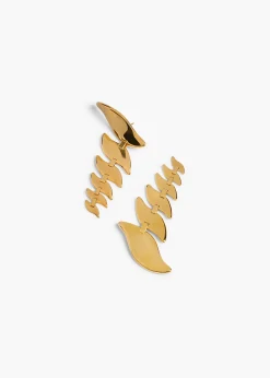 Khaite Jewelry-Leaf Cascading Earrings in Gold
