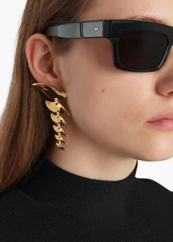Khaite Jewelry-Leaf Cascading Earrings in Gold