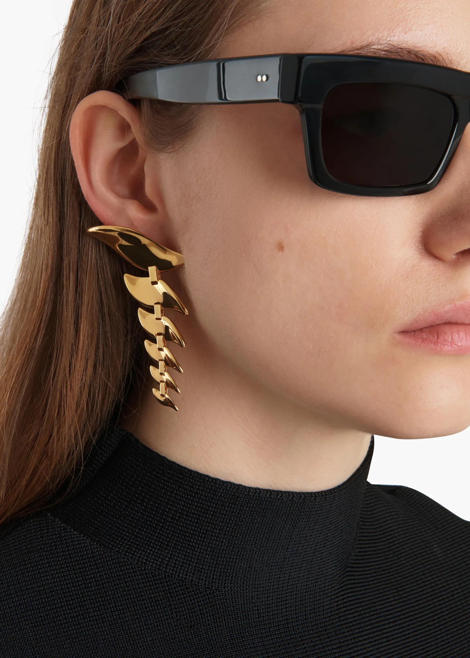 Khaite Jewelry-Leaf Cascading Earrings in Gold