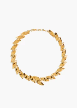 Khaite Jewelry-Leaf Chain Necklace in Gold