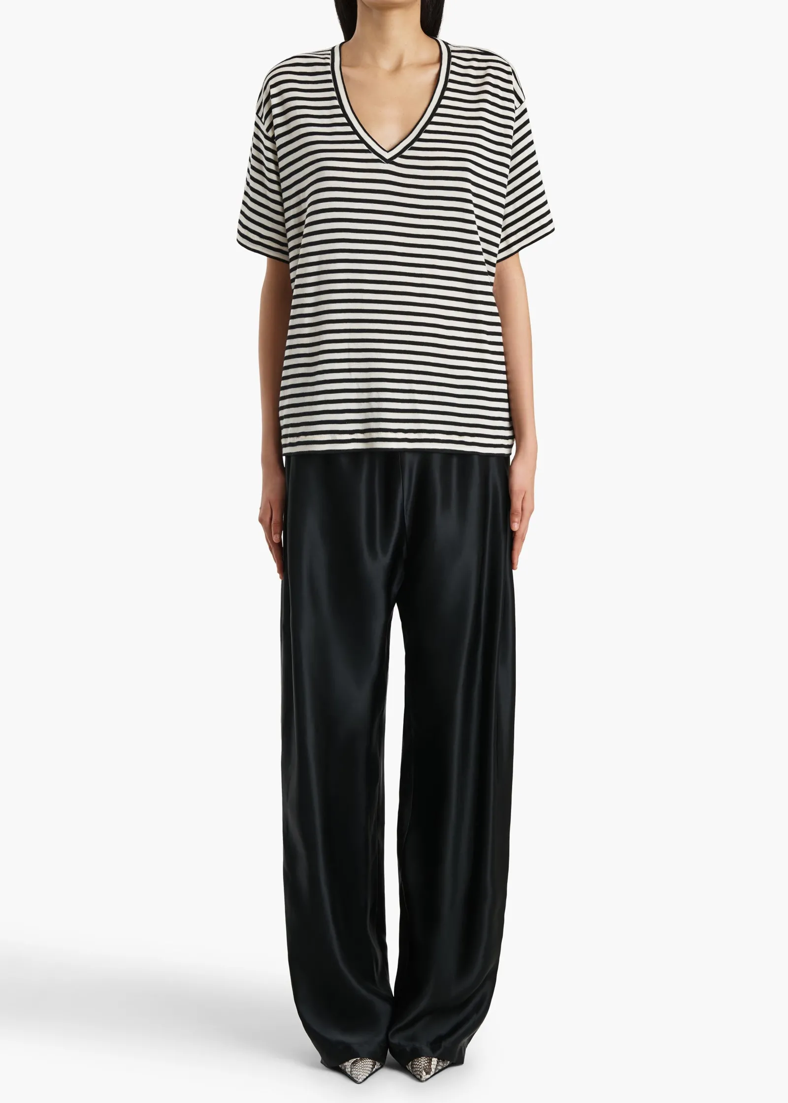 Khaite T-Shirts & Tanks-Linda T-Shirt in Black and Off White