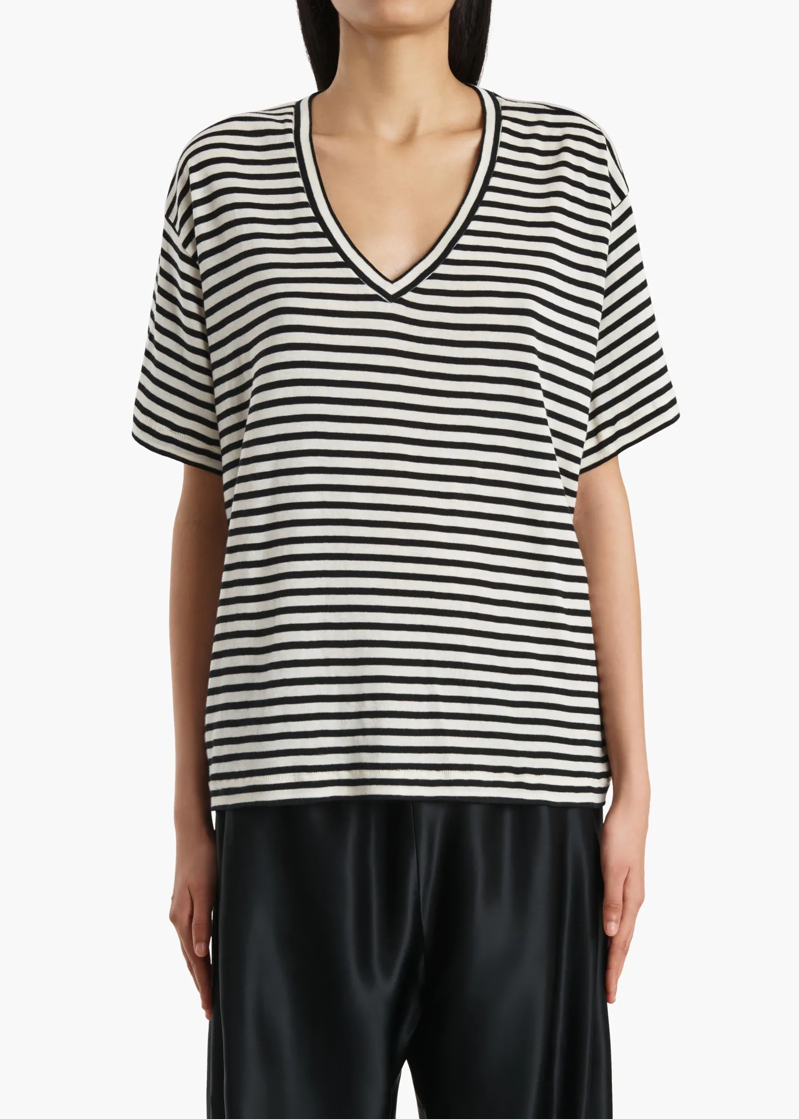 Khaite T-Shirts & Tanks-Linda T-Shirt in Black and Off White