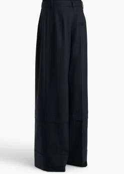Khaite Pants-Linden Pant in Navy and White Stripe