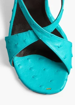 Khaite Sandals-Liria Ankle Strap Sandal in Crystal Blue Ostrich