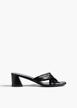 Khaite Sandals-Liria Sandal in Black Glazed Leather