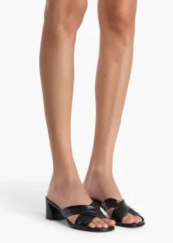 Khaite Sandals-Liria Sandal in Black Glazed Leather