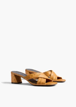 Khaite Sandals-Liria Sandal in Chestnut Ostrich