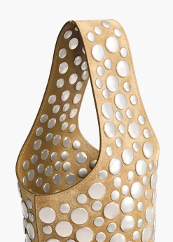 KHAITE Evening-Livia Bag in Mud Suede with Silver Studs