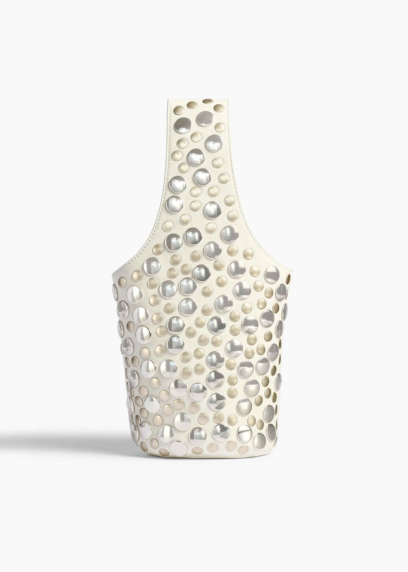 Khaite Evening-Livia Bag in Optic White Leather with Silver Studs