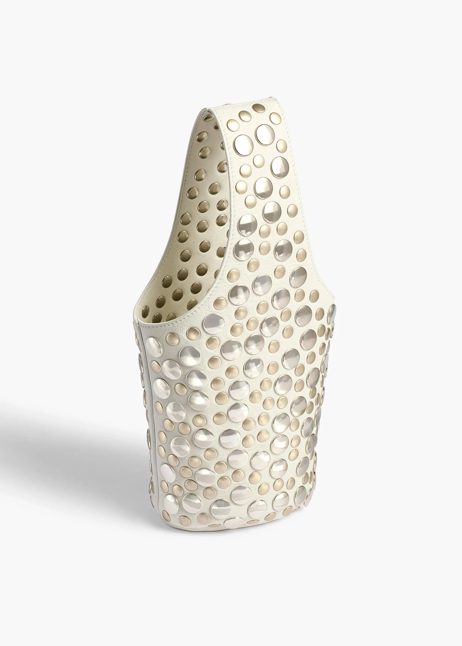 Khaite Evening-Livia Bag in Optic White Leather with Silver Studs
