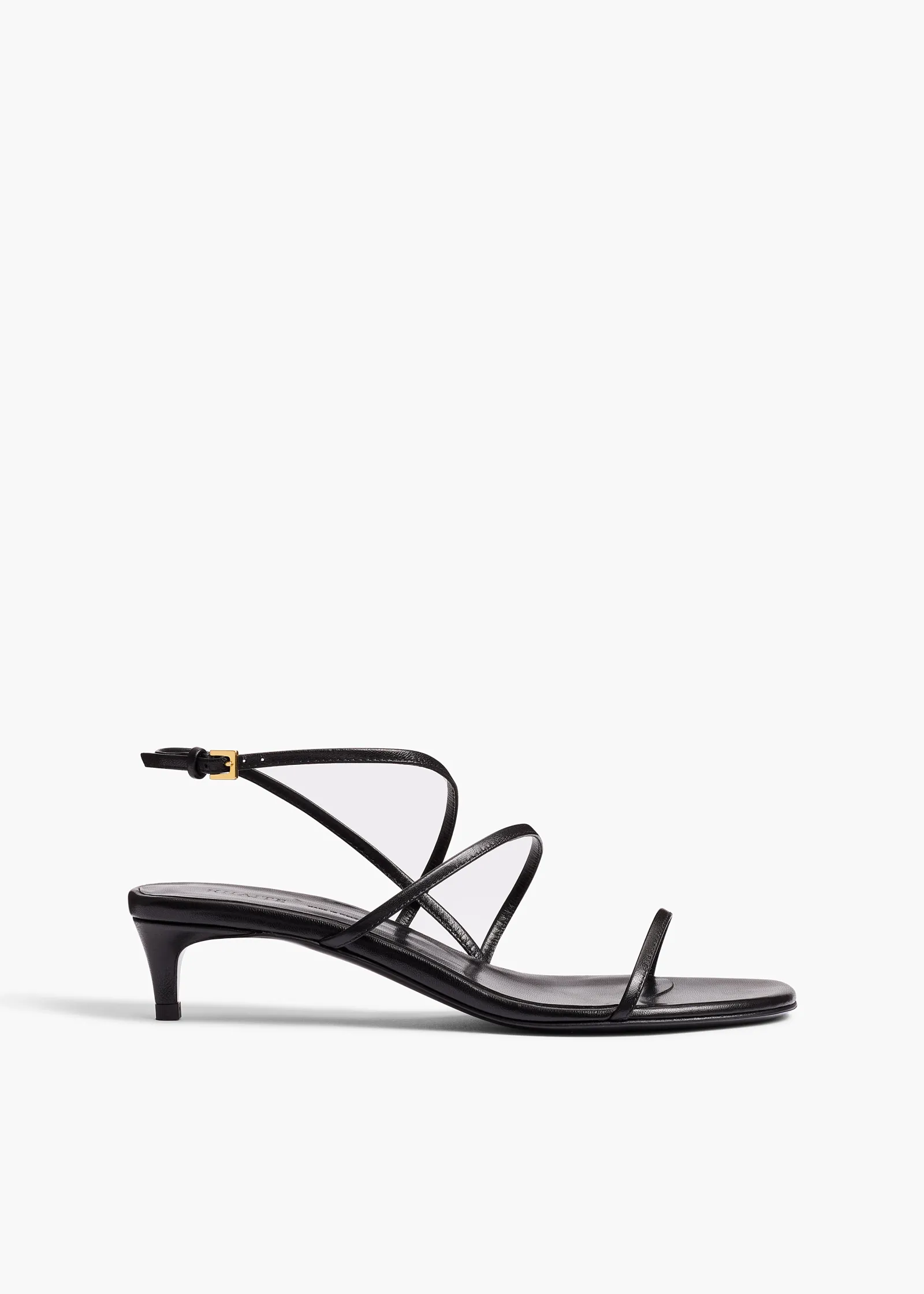 Khaite Sandals|Pumps-Loop Kitten Heel Sandal in Black Leather