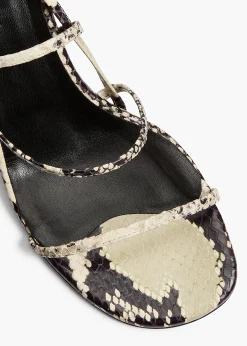 Khaite Pumps|Sandals-Loop Sandal in Natural Python-Embossed Leather