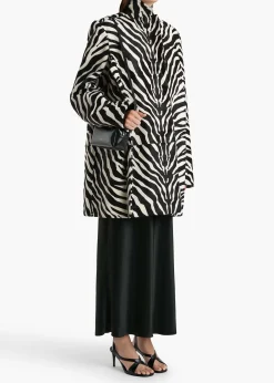 Khaite Leather|Outerwear & Coats-Lorel Coat in Zebra Print Haircalf