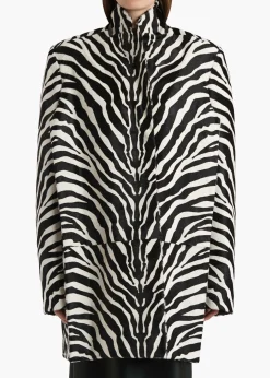 Khaite Leather|Outerwear & Coats-Lorel Coat in Zebra Print Haircalf