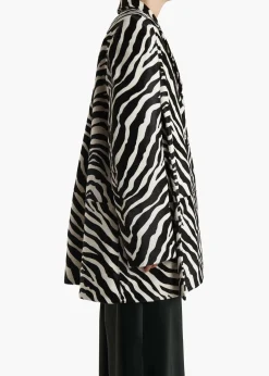 Khaite Leather|Outerwear & Coats-Lorel Coat in Zebra Print Haircalf