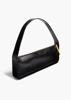 Khaite Shoulder Bags-Lori Baguette Bag in Black Crackle Patent Leather