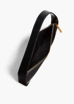 Khaite Shoulder Bags-Lori Baguette Bag in Black Crackle Patent Leather