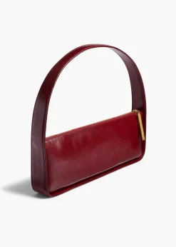 Khaite Shoulder Bags-Lori Baguette Bag in Bordeaux Crackle Patent Leather