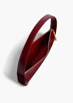 Khaite Shoulder Bags-Lori Baguette Bag in Bordeaux Crackle Patent Leather