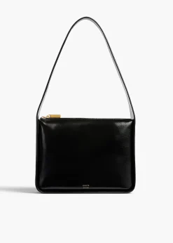 Khaite Shoulder Bags-Lori Squared Bag in Black Crackle Patent Leather