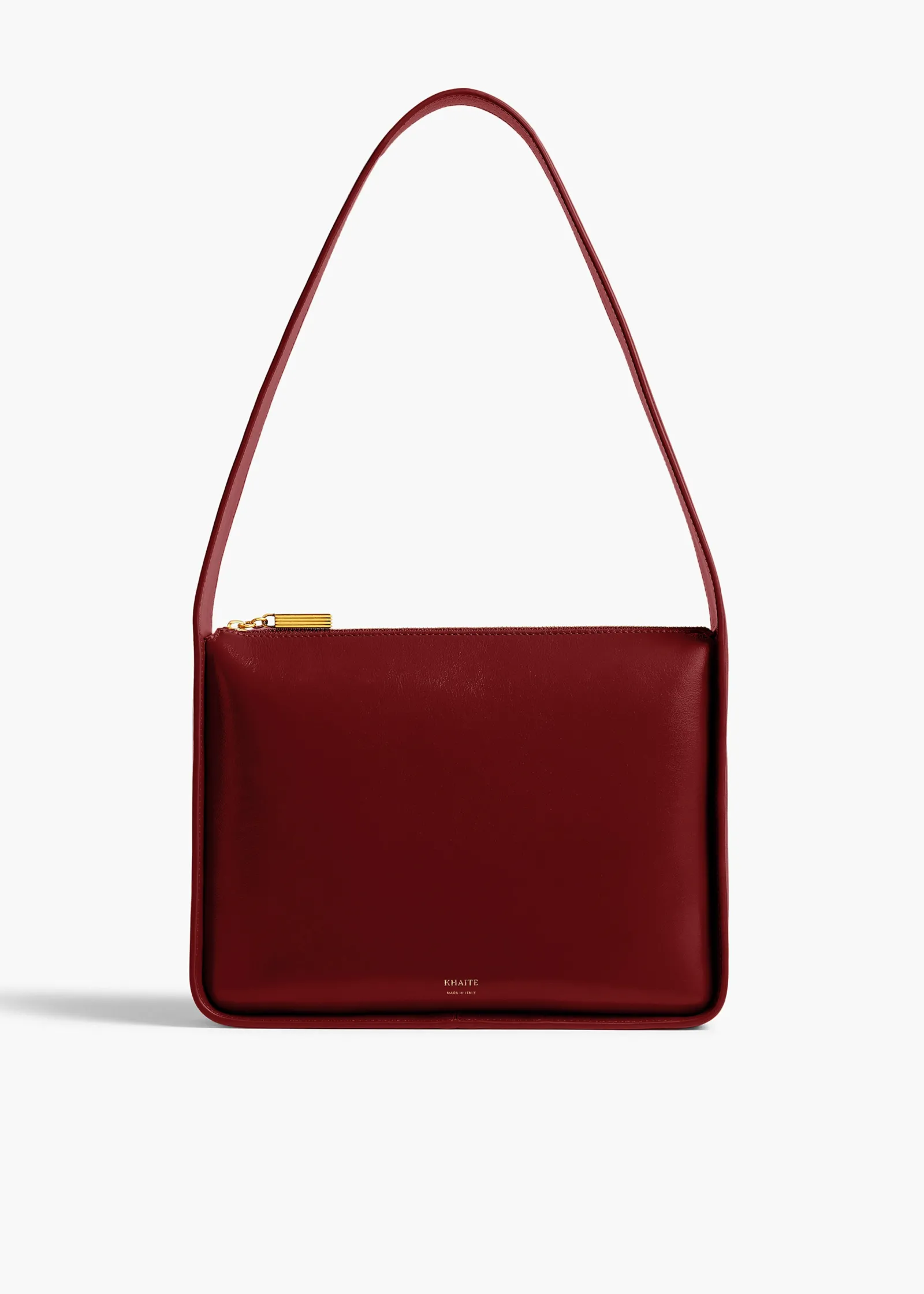 Khaite Shoulder Bags-Lori Squared Bag in Oxblood Crackle Patent Leather