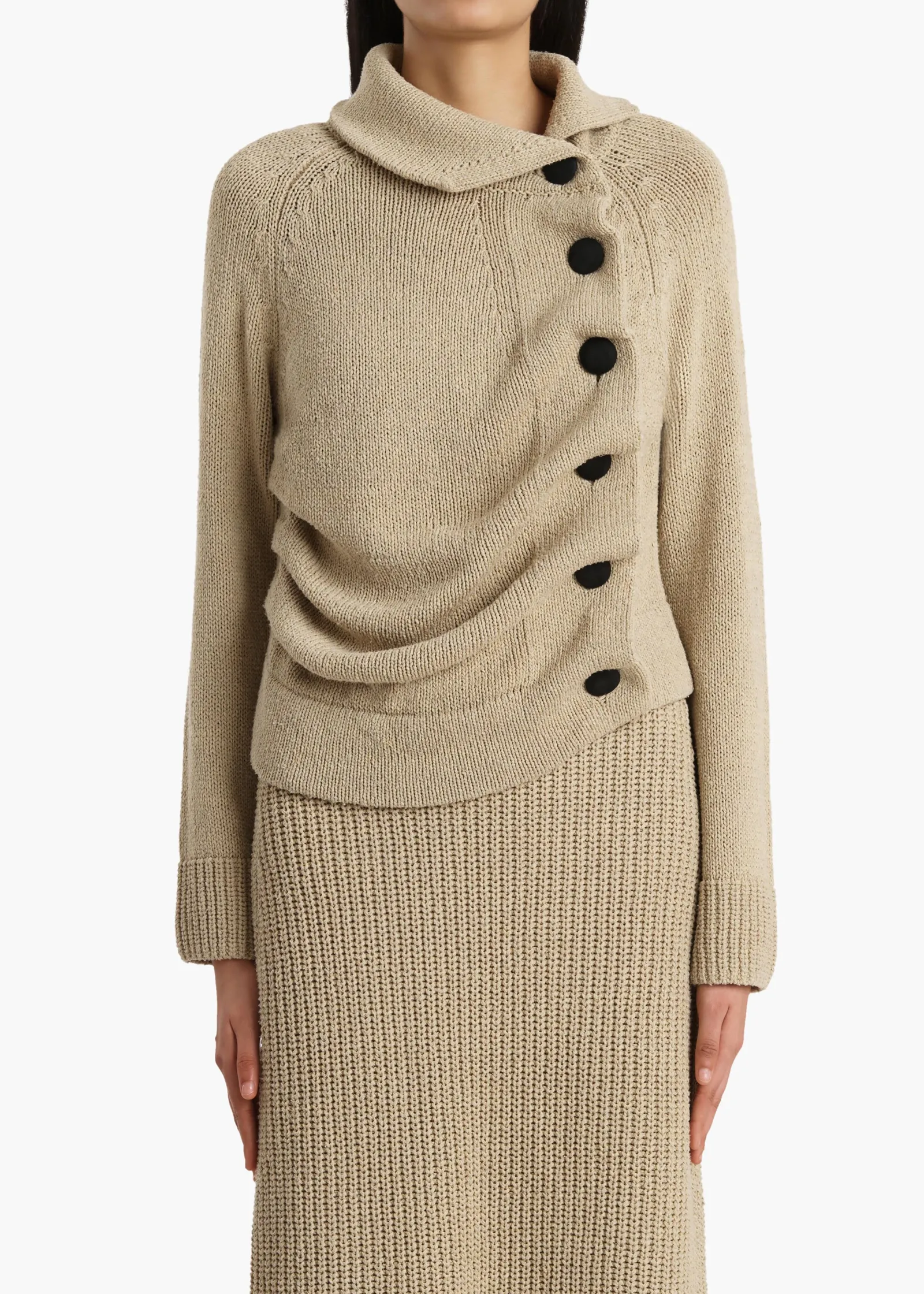 Khaite Knitwear-Lorrai Cardigan in Beige