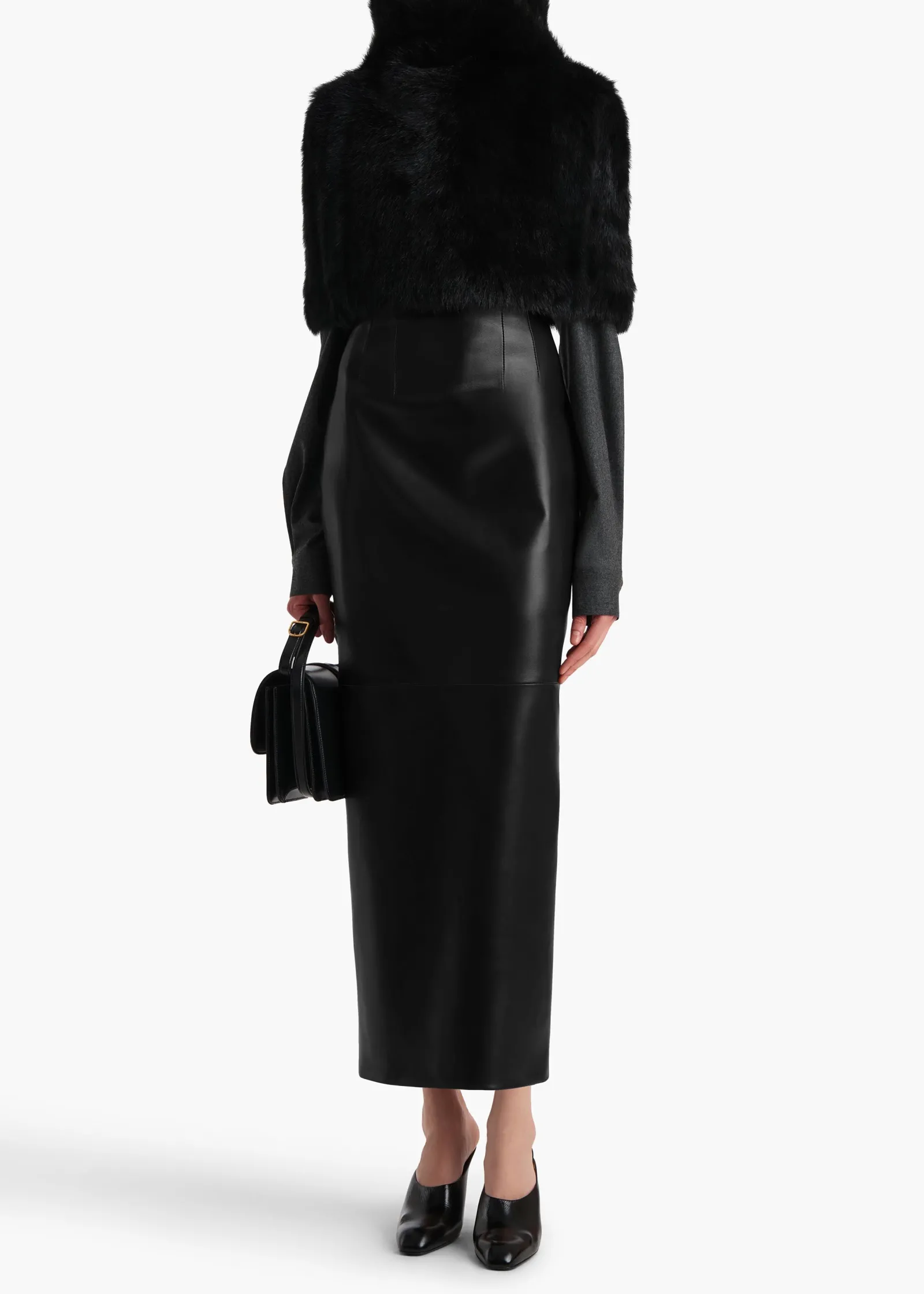 Khaite Skirts & Shorts|Leather-Loxley Skirt in Black Leather