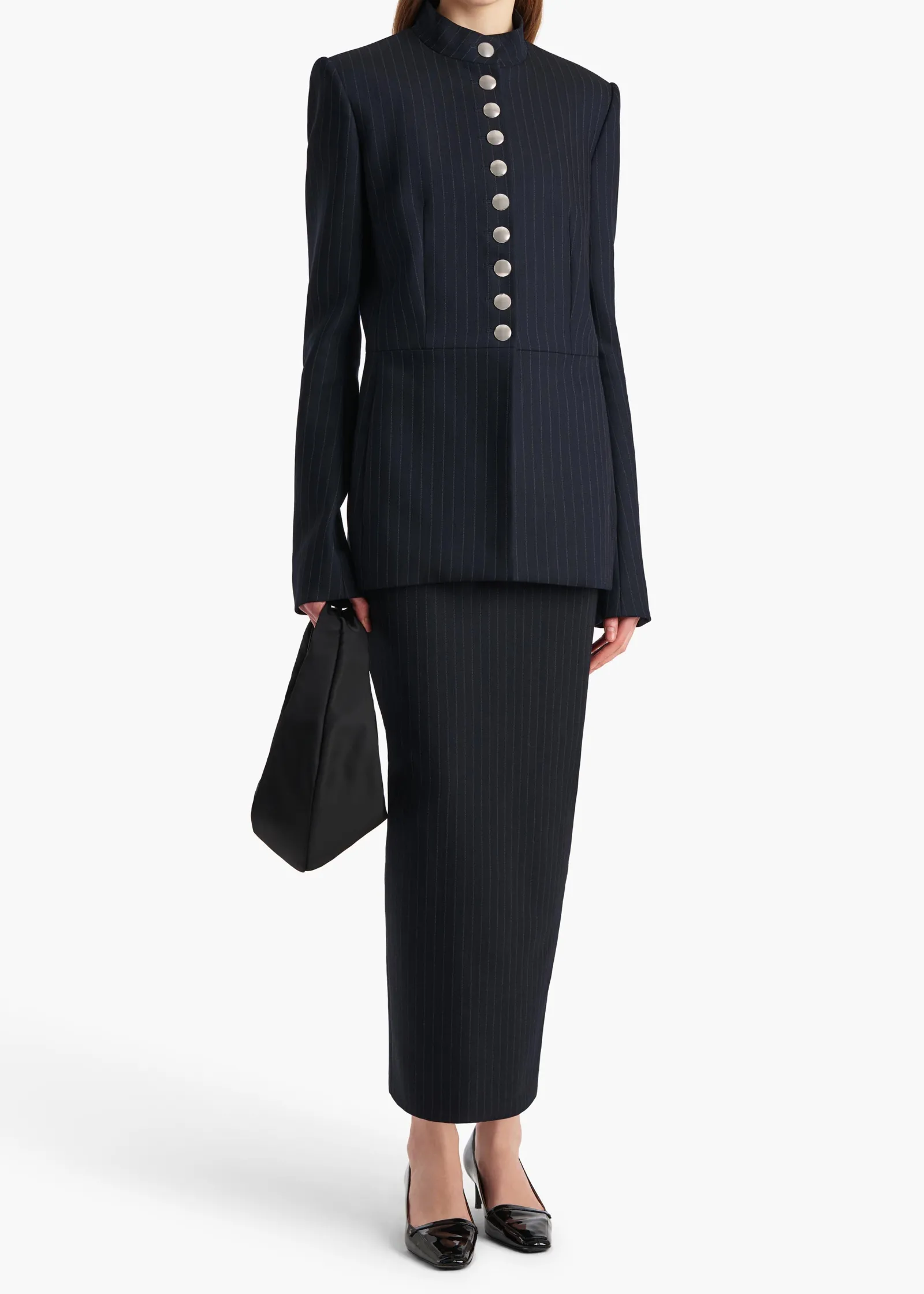 Khaite Skirts & Shorts-Loxley Skirt in Navy and White Stripe
