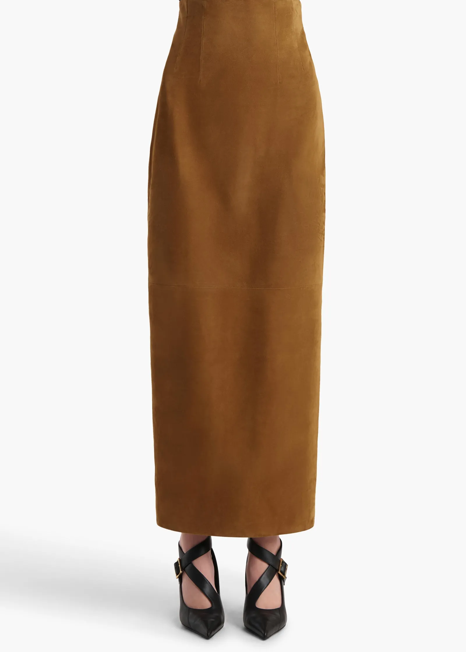 Khaite Skirts & Shorts|Leather-Loxley Skirt in Toffee Suede